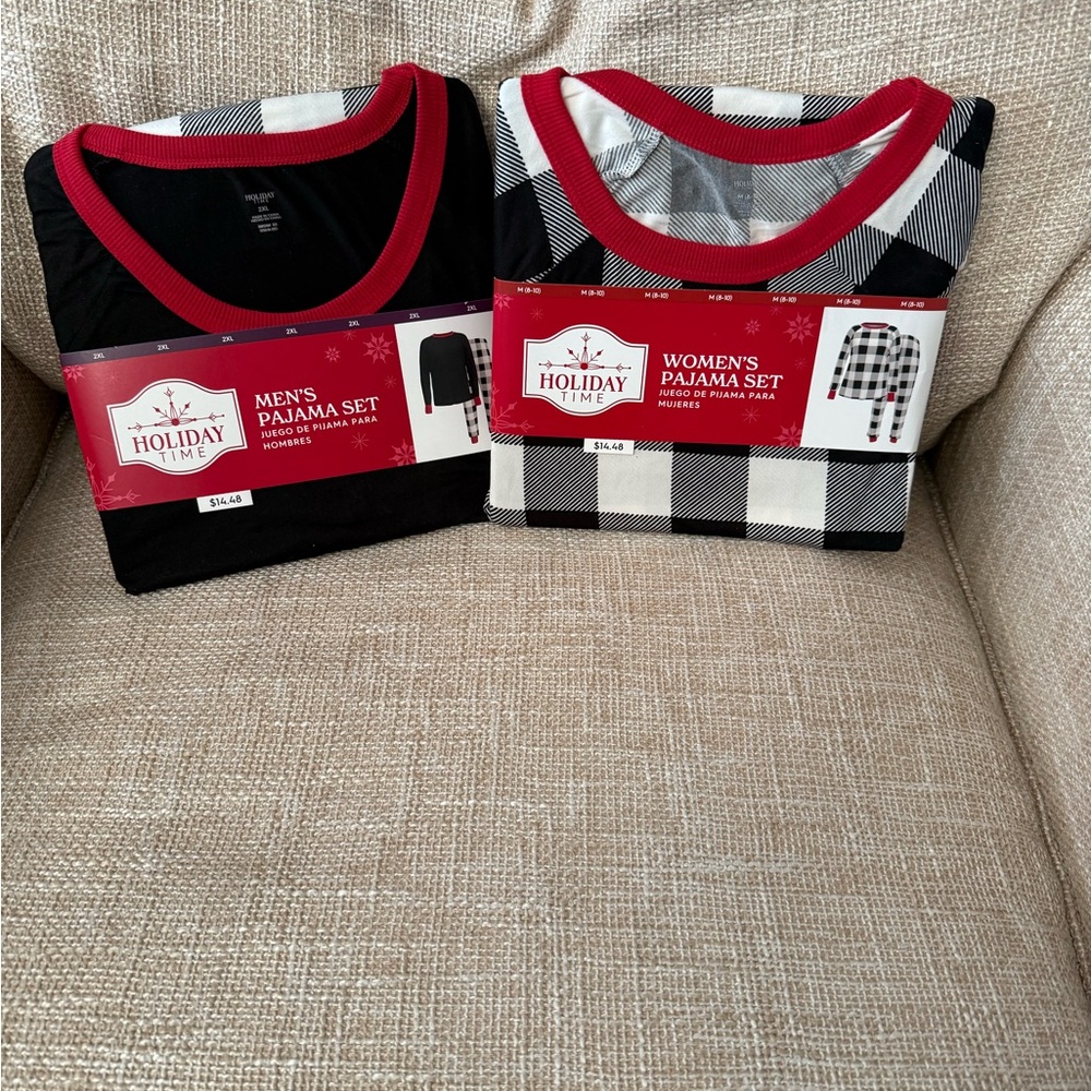 Holiday Time Red and Black Pajama Top